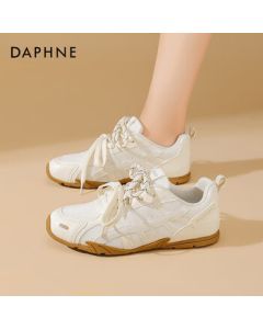 Daphne Knit Mesh German Training Shoes Versatile Casual Women's Sneakers Flat White Shoes Beige 40