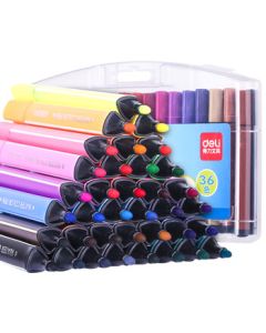 Deli Washable Student Children's Painting Outlining Coloring Stationery Toy Art Supplies Easy-Grip Thick Triangular Barrel Watercolor Marker 70659 (36 Colors/Box) (36 Pieces/Box)