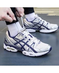 ASICS Unisex Casual Shoes GEL-NIMBUS 9 Fashion Cushioned Comfort Sneakers Beige/Blue 41.5
