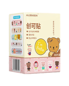 IdealPlast Adhesive Bandage Type B: 72mm*19mm 80pcs Sterile Medical Bandage Cartoon Soft Breathable Comfortable Anti-Scratch