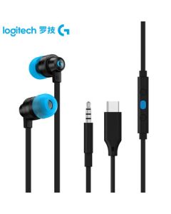 Logitech G333 In-Ear Noise-Isolating Gaming Earbuds with Microphone, Wired Headset for PC & Mobile with Type-C Adapter, FPS Sound Positioning, Black