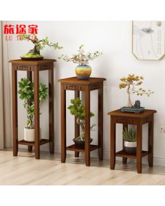 Lv Tu Jia Flower Stand, Balcony Flower Shelf, Living Room Floor Plant Stand, Chinese-style Square Pot Display Rack, 75cm Tall