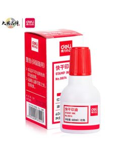 Deli 9874 Quick-Dry Stamp Pad Ink for Financial Stamps 40ml/Bottle Red/Blue (Color Note)