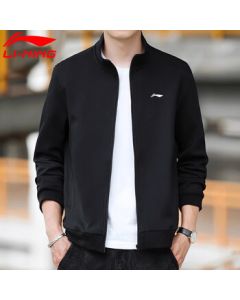 Li Ning Men's Spring/Autumn Hooded Sweatshirt Loose Knit Open-Front Top Casual Sportswear