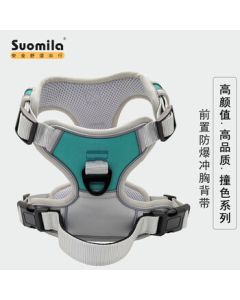Suomila Dog Vest Harness Anti-Pull for Small to Medium Dogs like Shiba Inu and French Bulldog, Lake Blue Gray, Size M