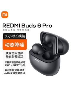 Xiaomi (MI) Redmi Buds 6 Pro Mysterious Black True Wireless Noise-Canceling Earbuds In-Ear Universal for Xiaomi, Huawei, and Apple Phones