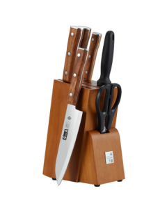 Zhang Xiaoqi Huayun Seven-Piece Kitchen Knife Set – Includes Slicing Knife, Cleaver, Boning Knife, Utility Knife, Fruit Knife, and Scissors for Home Use