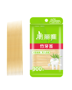 Meliya 900-Piece Bamboo Toothpicks with Dual-Ended Tips, Portable Home Use Fruit & Snack Picks