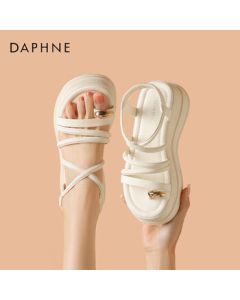 Daphne Women's Sandals Thick-Soled Platform Wedge Flip-Flop Versatile Roman Sandals 4024303010 Beige 35