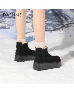 Daphne Platform Trendy Height-Increasing Ankle Boots Anti-Slip Waterproof Fashion Women's Shoes 4024608054 Black 39