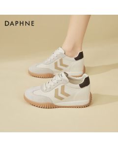 Daphne Chunky Platform Sneakers for Women with Hidden Heel - Lightweight, Versatile, Comfortable Soft-Soled Casual Shoes - Milk Tea Color - Size 35