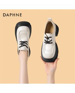 DAPHNE Women's Loafers - Versatile Commuter Work Shoes with Thick Sole, British Style, Beige, Size 36 Standard