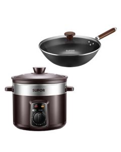 SUPOR VC32BH01 Non-Coated Fine Iron Wok + DG40YK6-30 4L Electric Stew Pot