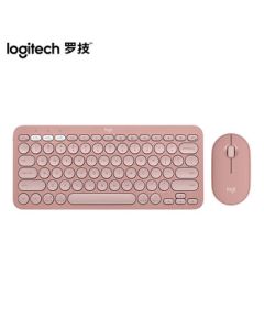 Logitech Fashion Series PEBBLE 2 COMBO Wireless Keyboard & Mouse Combo, Dual Mode Connection, Customizable Buttons, Pair with 3 Devices, Cloud Pink