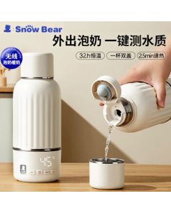 SnowBear Little White Bear Thermos Cup with TDS Water Quality Detection + Pasteurization, Ultra-Long Battery Life, Dual Charging Options, Portable for Outdoors, Thermal Milk Warmer Electric Heating Cup Kettle 500ml 5073