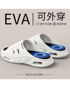 Scarecrow Men's Sports Sandals for Summer - Outdoor Beach Slip-On with Cushioned "Step-in Comfort" Anti-Slip, Odor-Resistant, Shock-Absorbing, and Quiet White Sandals (Size 42-43)