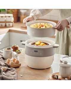 Bear Electric Stew Pot, 2.5L Automatic Water-Bath Steamer with Timer for Home Use, Ceramic Slow Cooker for Porridge, Soup, and Baby Food (Model: DDZ-B25Q3)