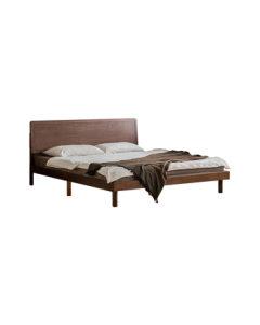 Solid Walnut Bed - North American Black Walnut Single/Double Bed Modern Minimalist Master Bedroom Low-Profile Bed 1.8*2m
