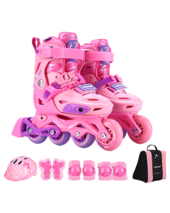 HEAD Professional Roller Skates for Kids - Beginner Inline Skates for Boys and Girls, Freestyle Recreational Rollerblades S5 Pink M