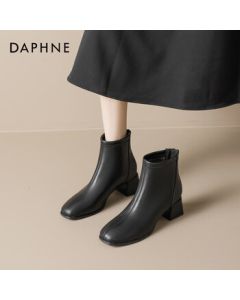 Daphne Women's Ankle Boots 2025 New Autumn Winter French Heel Slim Boots Stylish Versatile Martin Boots Black 38