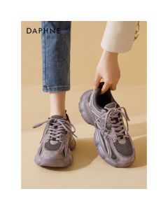 DAPHNE Gray Platform Dad Shoes for Women 2024 Spring/Autumn Versatile Casual Sneakers Thick-Soled Sports Shoes for Women Purple Size 37