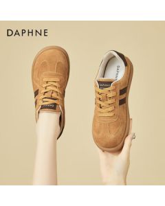 Daphne Women's Flat Soft-Sole German Training Shoes Retro Versatile Sneakers Lightweight Casual Sports Shoes Brown 35