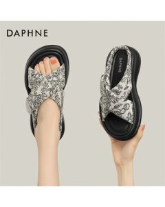 Daphne Women's Summer Sandals Outdoor Thick Sole Casual Beach Flip Flops One-Strap Sandals 4024303154 Beige 37