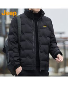 Jeep (JEEP) Men's Winter Short Down Jacket Casual Stand-Up Collar Coat Trendy Warm Clothing Men's Apparel Black XL
