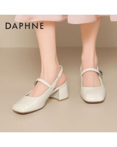 Daphne Fairy-style Mary Jane Shoes Women's Spring New Round-toe Sandals Chunky Heel Pumps 4025101173 Beige 36