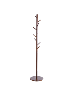 Wenna Solid Wood Coat Stand, Walnut Upgrade Round Base Model 8003