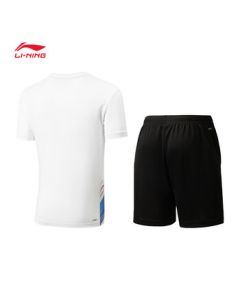Li Ning Club Series Men's & Women's Quick-Dry Competition Set Top & Pants AATU025 Standard White Black-2 3XL