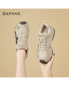 DAPHNE Women's Flat German Training Shoes - Breathable, Versatile, Color-Blocked, Retro, Lightweight Casual Sneakers for Travel - Beige Brown - Size 39