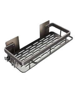 Jiabangshou Kitchen Shelf Storage Rack Wall-Mounted Sink Drainer Basket with Hooks, No Drilling Required