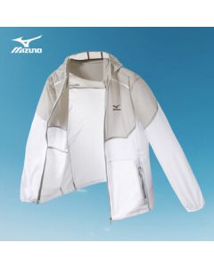 MIZUNO Men's Sun Protection Jacket Outdoor Windbreaker Open-Front Coat White/Grey XL