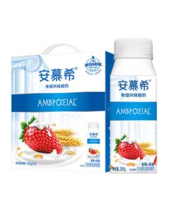 Yili Amuc Strawberry Oat Flavored Yogurt 200g*10 Bottles/Box (Produced June-August, Southern China Exclusive)