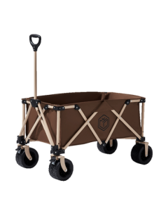 JingDong JingZao Gather-Type Tank Wheel Outdoor Camping Cart Folding Wagon Picnic Stall Cart with Dual Brakes and Detachable Wheels - Dark Brown