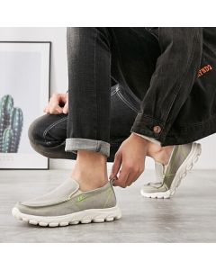 Warrior Men's Shoes Canvas Slip-On Breathable Casual Sneakers Low-Top Trendy Plimsolls WXY-B011Z Grey 43