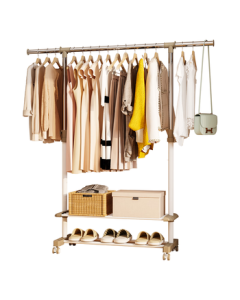 Yicai Nianhua Single Rod Floor Clothes Rack, Simple Hanging Rack for Dormitory, Indoor Clothes Drying Stand, Mobile Laundry Rack for Balcony and Bedroom (Model 2518)