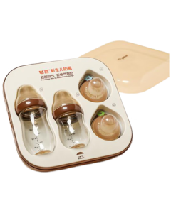 Shixi Anti-Colic Baby Bottle for Newborns 0-6+ Months, Breast-like Nipple Glass Gift Set 160ml + 240ml