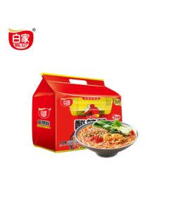 Baijia Chenji Sour and Spicy Vermicelli Non-Fried Instant Noodles 5-Pack (540g) Quick Snack Sichuan-Chongqing Flavor Midnight Snack