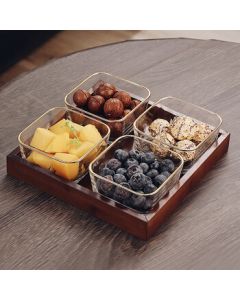 Gelnas Glass Fruit Tray Retro Luxury Creative Snack Compartment Dessert Candy Plate Nordic Ins Style for Living Room