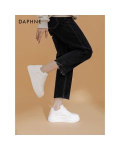 DAPHNE Women's Chunky White Sneakers - New High-End Versatile Casual Platform Sports Shoes, White, Size 38