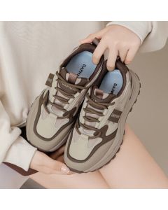 Daphne Fashion Dad Shoes Running Sneakers Retro Sports Shoes Thick-Soled Women's Casual Versatile Slimming Shoes Khaki 36