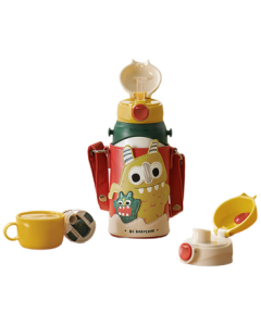 babycare Kids Insulated Straw Cup, Baby Sippy Cup, 316 Stainless Steel, Unisex, 3-6 Years+, 3-in-1, 600ml