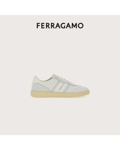 Ferragamo Women's White Logo Embellished Low-Top Casual Shoes 0766117_M _ 65 Gift for Girlfriend