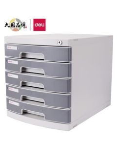 Deli 5-Layer Lockable Desktop File Organizer with Pull-Out Drawers, Index Tabs for Document Classification, Grey (Model 8855)