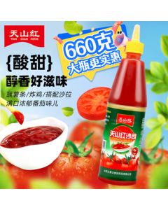 Tianshan Red & Tianshan Red Sun Tomato Sauce, Tomato Paste, Seasoning Sauce, Squeeze Bottle 660g