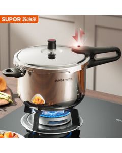 SUPOR Good Helper Stainless Steel Pressure Cooker YW243JA1 - Universal Induction & Gas Stove Compatible, Thickened Multi-Layer Bottom, 24cm