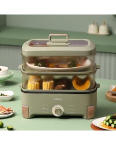 KONKA Household Multi-purpose Double-layer Electric Steamer, Multi-functional Breakfast Steamer for Eggs and Buns