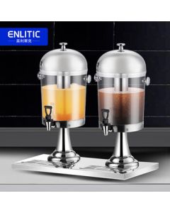 Enlitic Stainless Steel Juice Dispenser for Hotels, Western Restaurants, and Buffets - 16L Double-Tap Commercial Juice Dispenser GZD-02